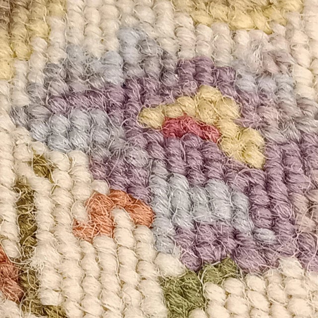 1960s Vintage Petit Point Needlepoint Multicolor Floral Pillow With Feather Insert For Sale - Image 5 of 17