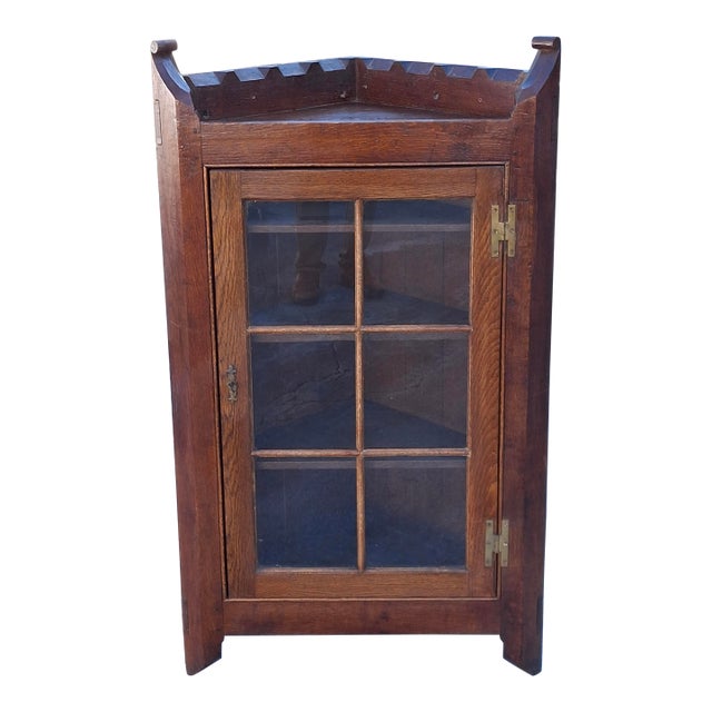 19th Century Victorian Oak Corner Cabinet Cupboard For Sale