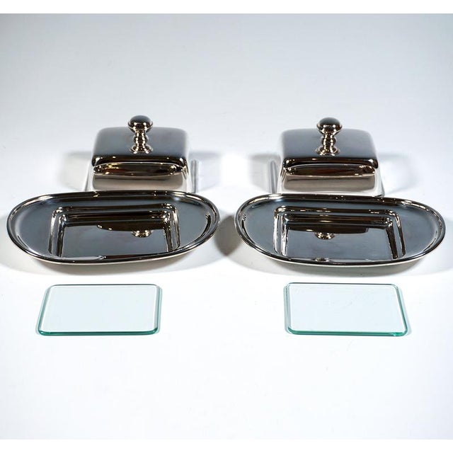 2000 - 2009 20th Century Silver Table Dishes with Glass Inserts attributed to Emil Hermann, Germany, Set of 2 For Sale - Image 5 of 9