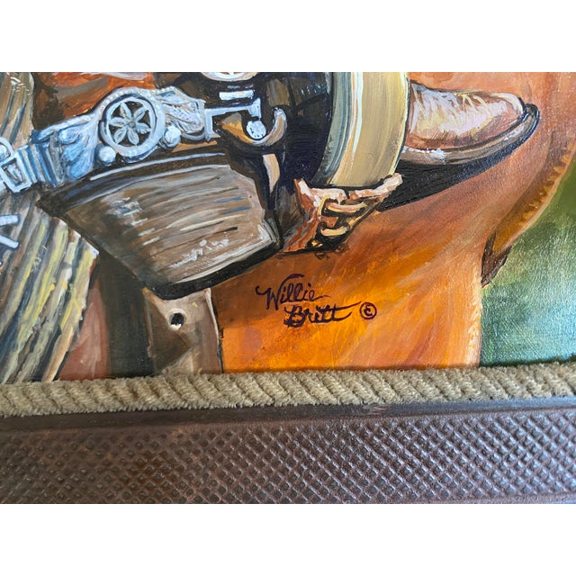 American Ready and Waiting~ Willie Britt ~ Original Acrylic Painting. Hurry Up and Wait, the Balance of Being With Horses and Cows. For Sale - Image 3 of 6