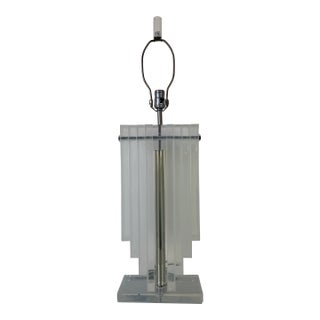 70's Karl Springer - Style Architectural Lucite Table Lamp For Sale