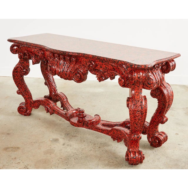 Rococo Grand Rococo Style Mahogany Console Table Speckled by Ira Yeager For Sale - Image 3 of 13
