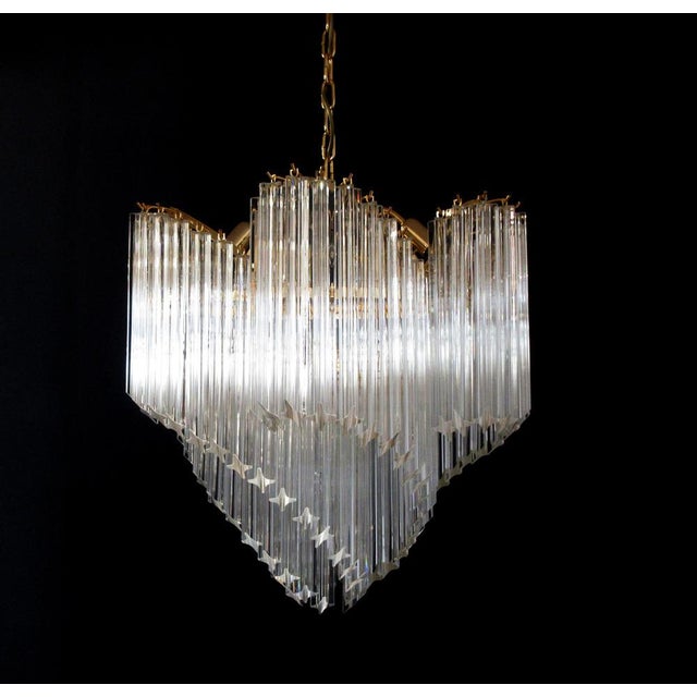 Italian Quadriedri Gold Metal Frame Murano Chandeliers, Set of 2 For Sale - Image 11 of 18