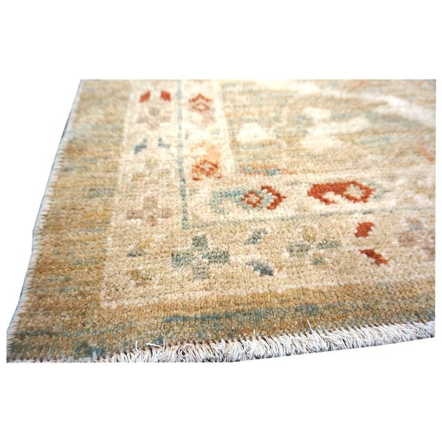 Khaki Persian Sultanabad Wool 3x12 Khaki, Slate, & Rust Handmade Runner Rug #1142113 For Sale - Image 8 of 13