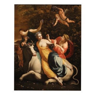 Follower of Simon Vouet, Nude The Rape of Europa, 18th Century Oil Painting on Canvas, Framed For Sale