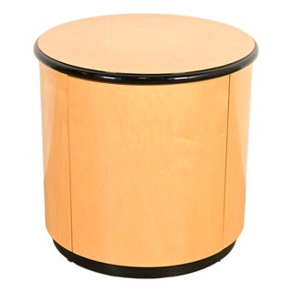 Milo Baughman Style Birdseye Maple Drum Side Table by Henredon For Sale