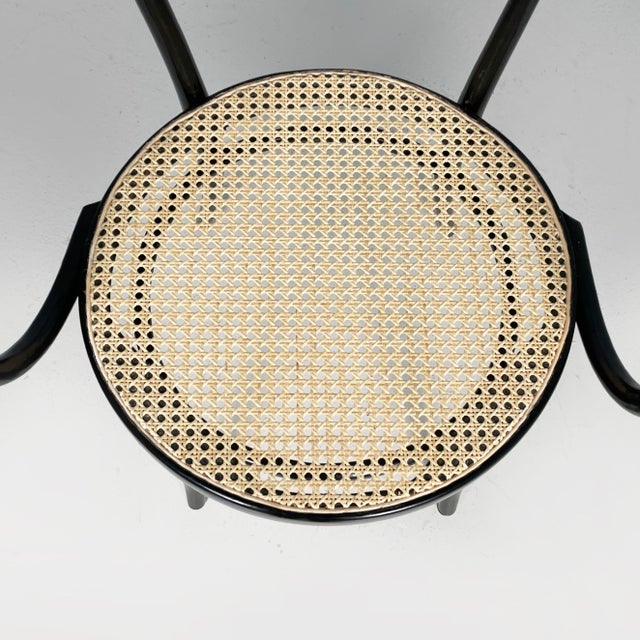 Beige Austrian Modern Straw and Black Wood Chairs 209 by Michael Thonet for Radomsko, 1970s, Set of 4 For Sale - Image 8 of 15