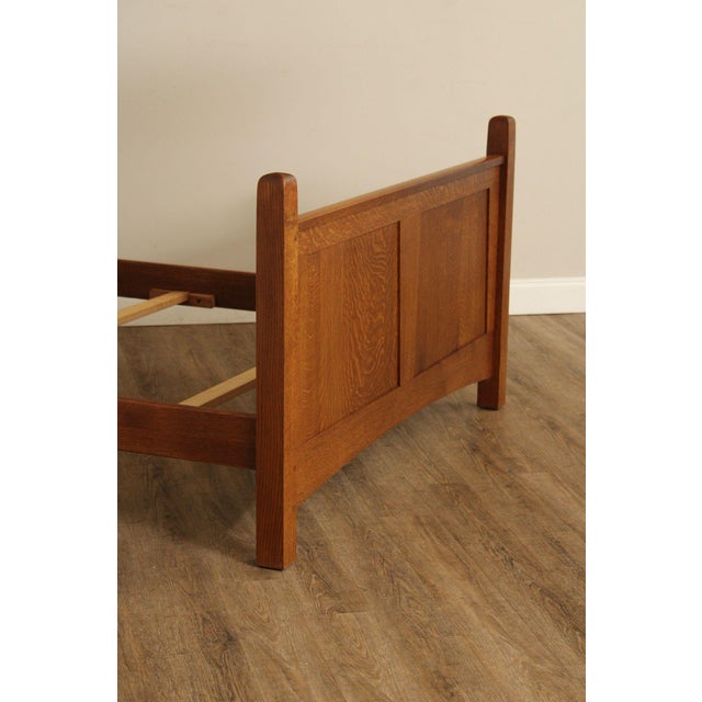 Brown Stickley Mission Style Oak and Leather Queen Bed For Sale - Image 8 of 18