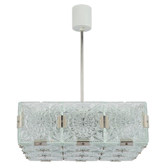 Large Mid-Century Glass Chandelier from Veb Lighting, Germany, 1970s For Sale - Image 16 of 16