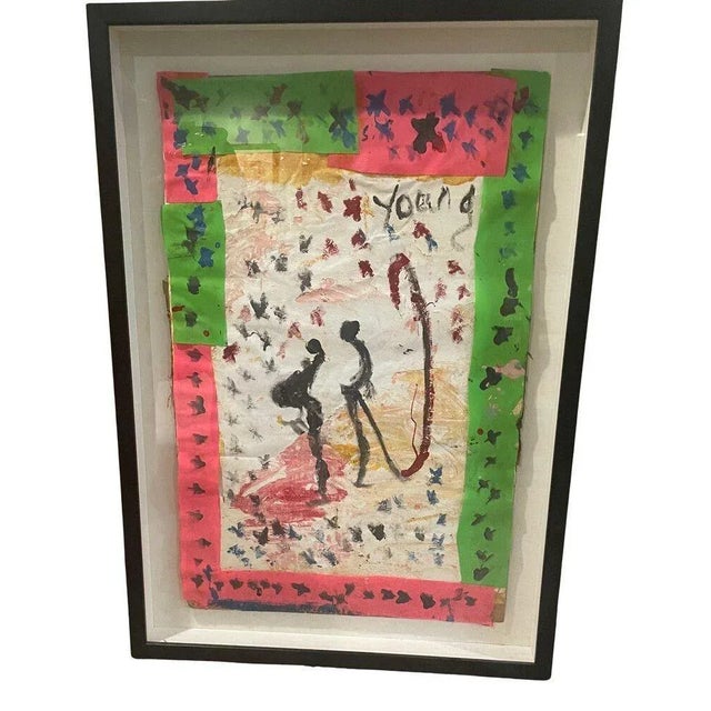 1990s Purvis Young 1990s Mixed Media Painting, Signed, Framed, 36.50” X 26” For Sale - Image 5 of 8