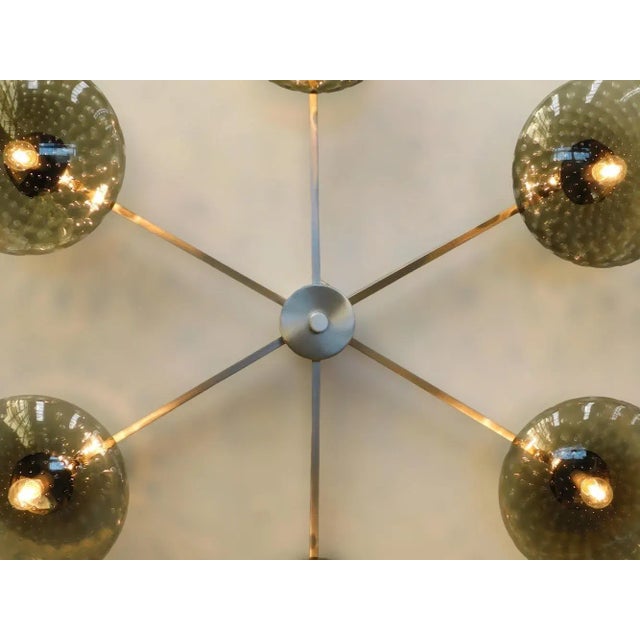 Mid-Century Modern Sei Satin Nickel Smoky Bubbles Glass Flush Mount by Fabio Ltd For Sale - Image 3 of 3