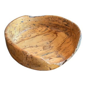 Late 20th Century Large Hand‑Turned Hackberry BurlWood Live Edge Bowl for Rustic, Organic Modern or Minimalistic Decor