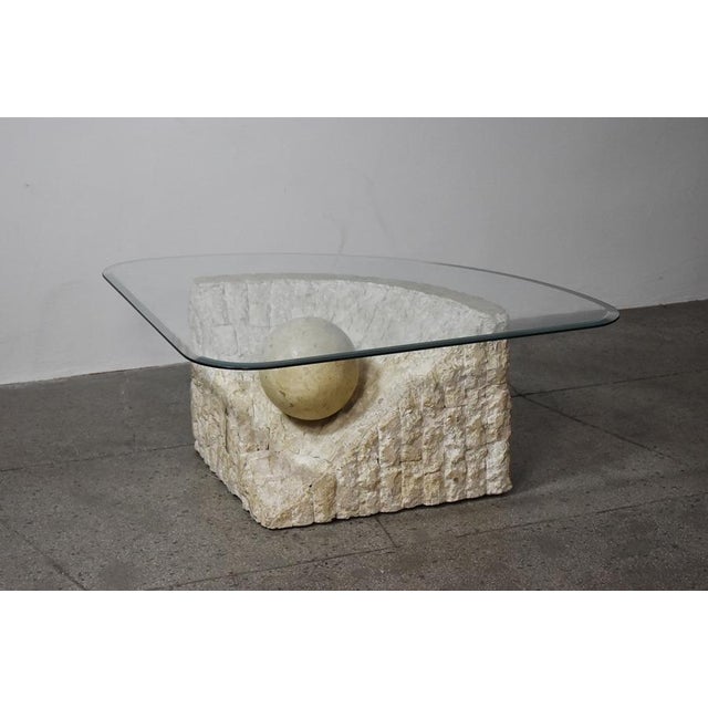 Mid-Century Modern Travertine Stone Coffee Table attributed to Magnussen Ponte, 1980s For Sale - Image 3 of 5