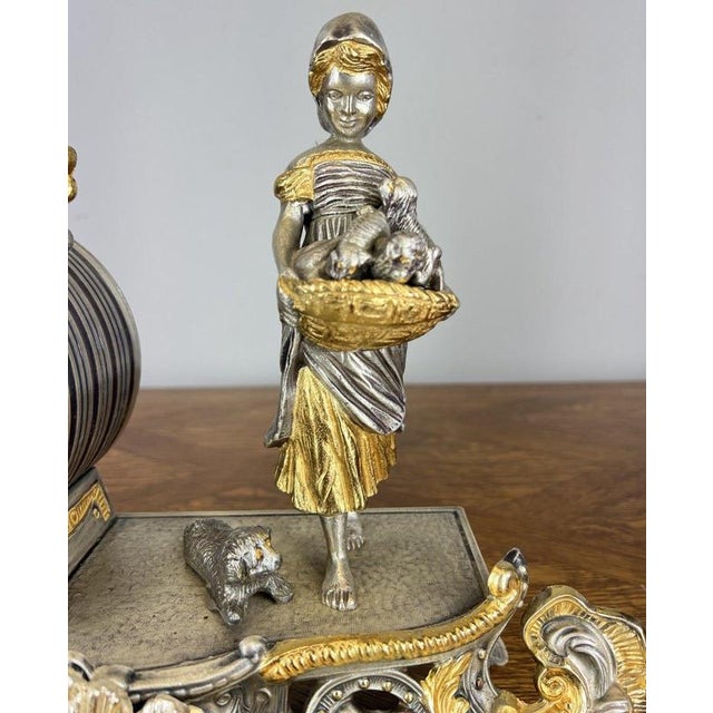 Lancini Imperial Ormolu Gilt Brass Mantle Clock with Candelabras, Set of 3 For Sale - Image 10 of 18