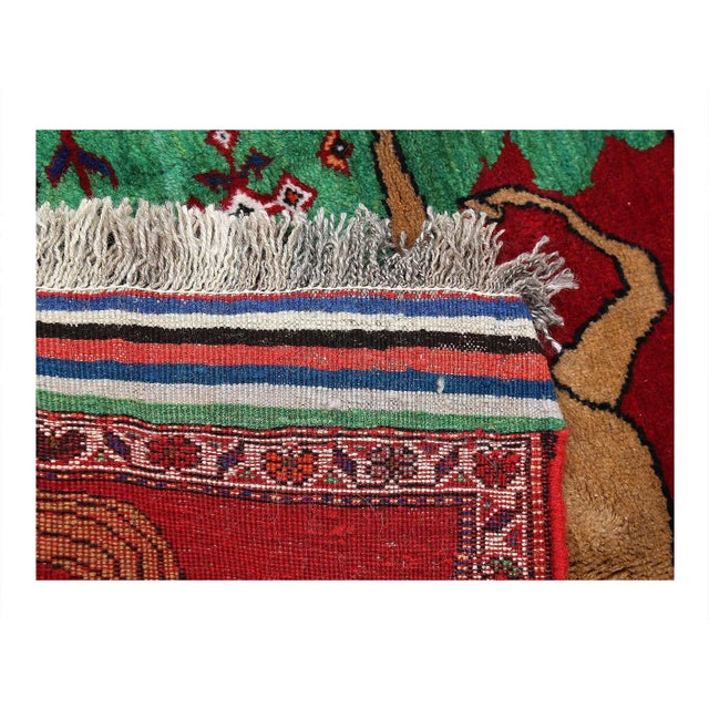 Fine Hand Knotted Horse Design Persian Shiraz Rug For Sale - Image 4 of 4