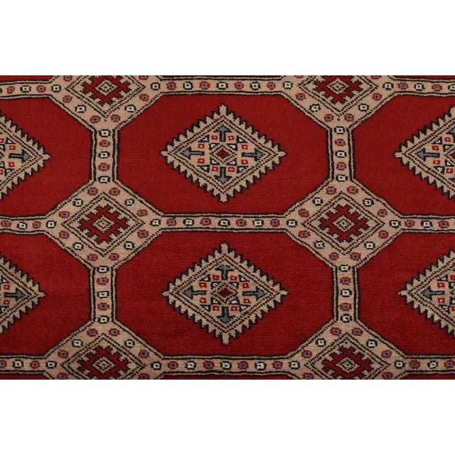 Bokhara Jaldar Rug 8’2” X 10’6” Red Wool Tribal Hand-Knotted Oriental Carpet For Sale - Image 10 of 14