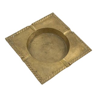 Vintage Brass Braided Edge Ashtray For Sale