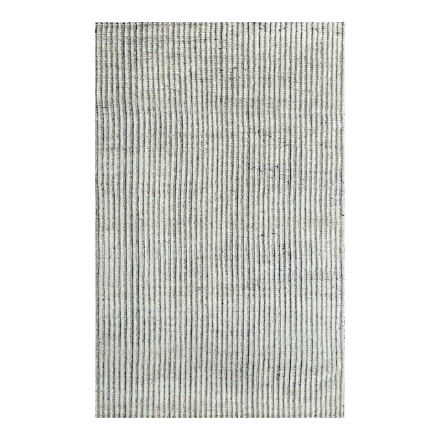 5x8 Graceful Vibrant Ivory Geometric Modern Hand Knotted Wool Carpet Rug For Sale