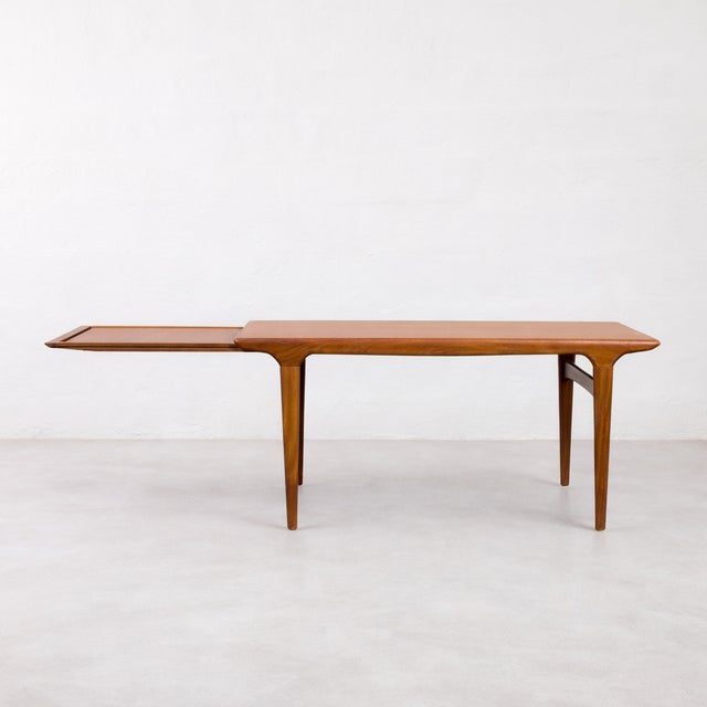 Wood Teak Dining Table with Hidden Extension Leaf by Johannes Andersen for Uldum Møbelfabrik, Denmark, 1960s For Sale - Image 7 of 10