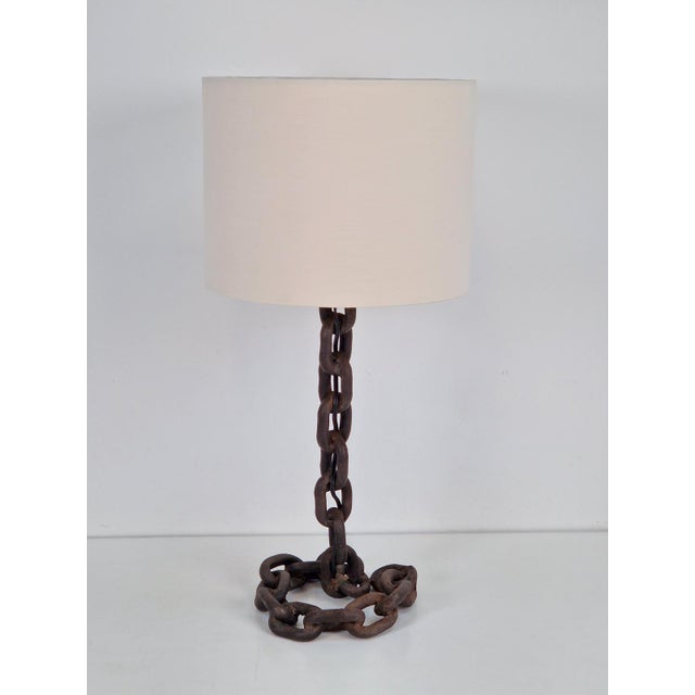 Brown Brutalist Chain Table Lamp attributed to Franz West, 1980s For Sale - Image 8 of 11