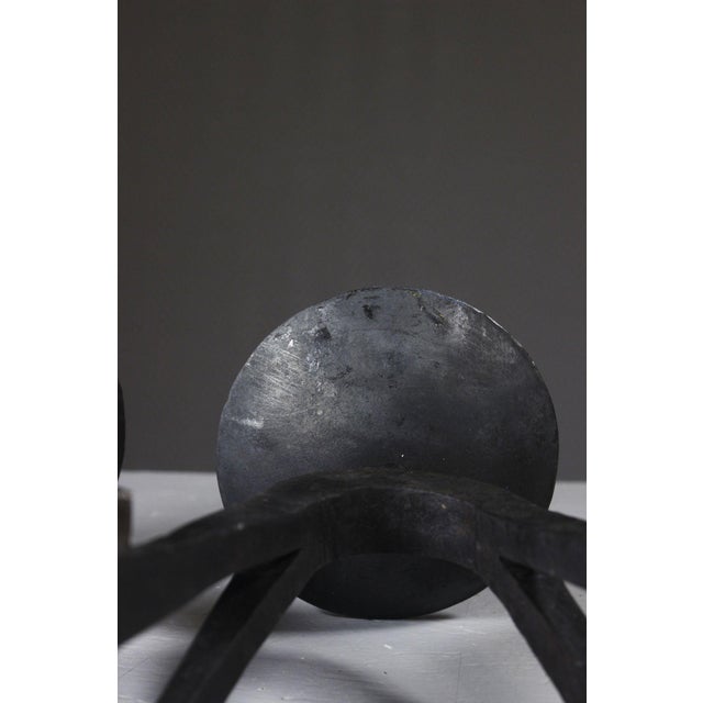 Mid-Century Modern French Brutalist Candleholders in Wrought Iron, Set of 2 For Sale - Image 14 of 15