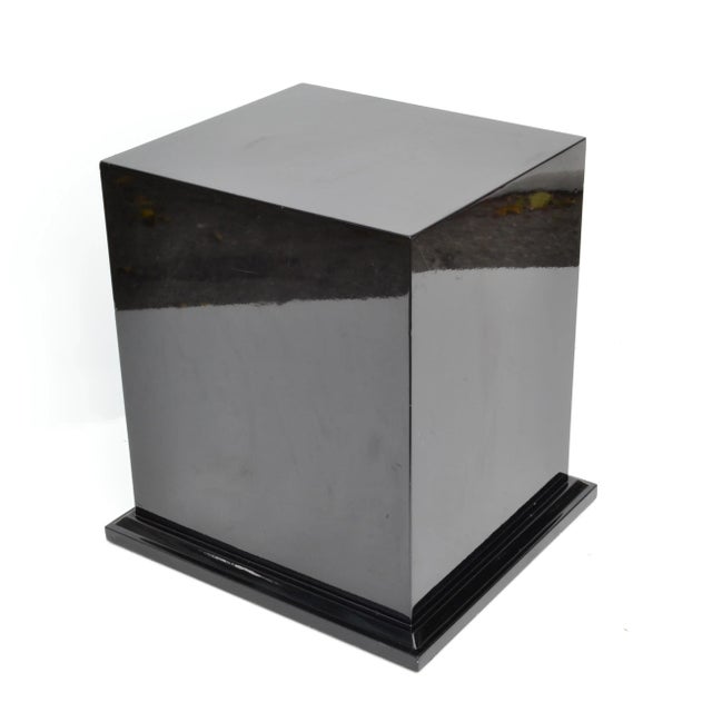 Mid-Century Modern Black Gloss Finished Rectangle Pedestal Table Sculpture Stand Column Midcentury For Sale - Image 3 of 13