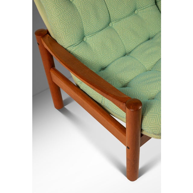 Danish Mid-Century Modern 2- Seater Loveseat in Solid Teak & Original Fabric Attributed to Domino Møbler, Denmark, Circa 1970s For Sale - Image 9 of 12
