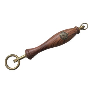 Vintage Italian Brass Wood Bottle Opener For Sale