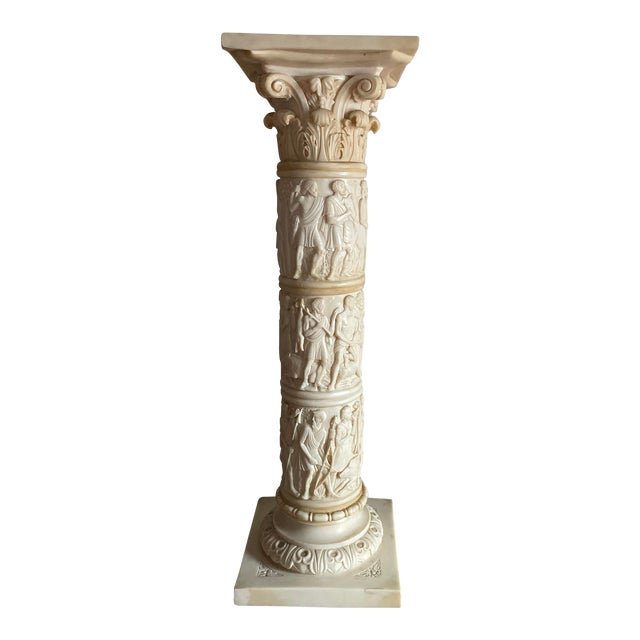 Classical Revival Carved Resin 31" Column Pedestal For Sale