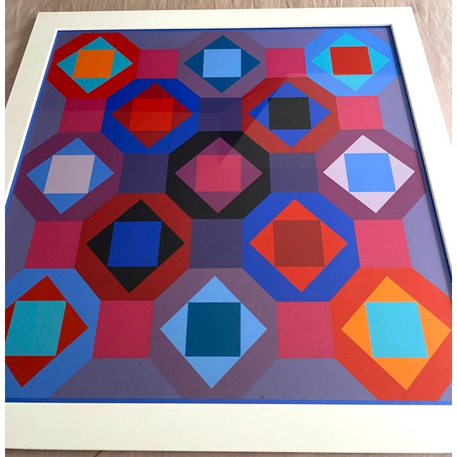 Original Victor Vasarely "Oc-Ta" Op Art Screenprint, Framed For Sale - Image 4 of 13