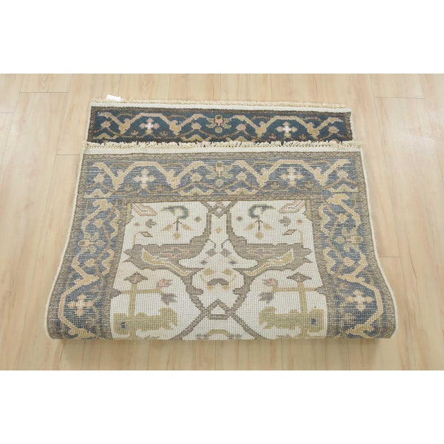 Oushak Rug 3’1” X 5’1” Ivory Wool Tribal Hand-Knotted Oriental Carpet For Sale - Image 10 of 11