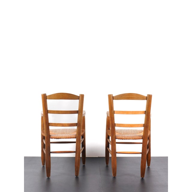 1960s French Straw Armchairs in the style of Charlotte Perriand, 1960s For Sale - Image 5 of 8