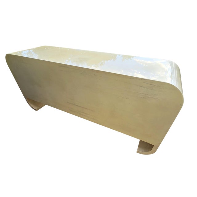 Vintage 1970s Faux Goatskin Console Buffet Karl Springer Style Postmodern Credenza For Sale - Image 14 of 17