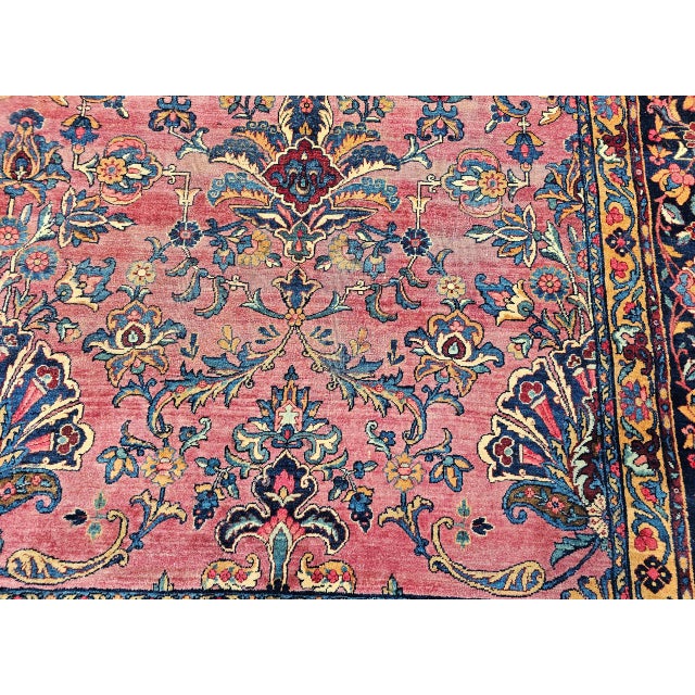 19th Century Antique Oversized Persian Manchester Kashan Rug, Hand-Knotted Wool, Floral Pattern, 10x20, Burgundy & Blue For Sale - Image 5 of 18