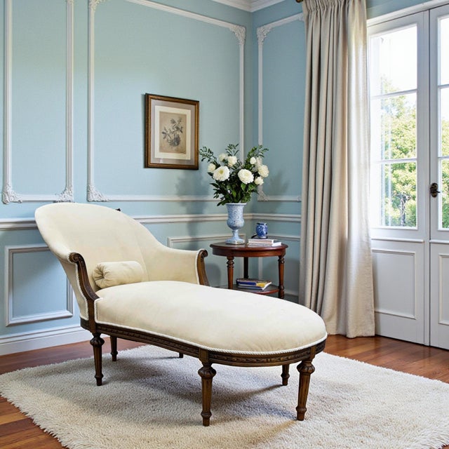 Antique 20th Century Louis XVI Style Chaise Lounge. With a petite footprint, this chaise will add a touch of elegance to...