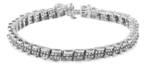 .925 Sterling Silver 2.0 Cttw Diamond 7" Round Miracle Plate Link Bracelet (I-J Color, I2-I3 Clarity)