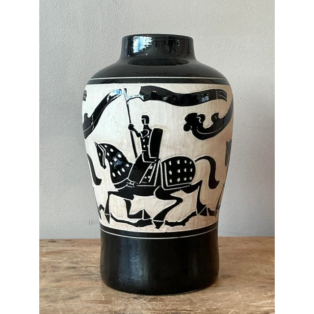 Late 20th Century Vintage Boho Painted Ceramic Vase For Sale - Image 5 of 5