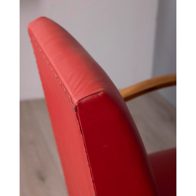 Vintage Italian Armchairs in Red Leather, 1950s, Set of 2 For Sale - Image 9 of 17