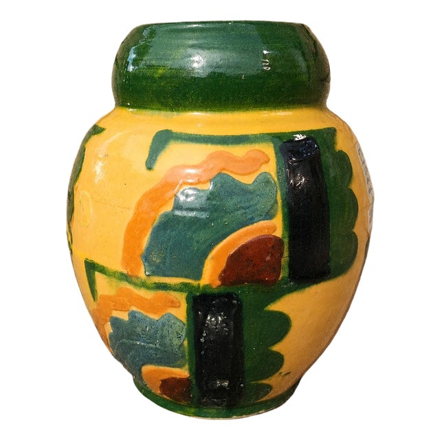 Art Deco Glazed Ceramic Vase, 1950s For Sale