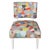 A pair of contemporary Art Deco styled chairs, painted white and newly uphosltered in a multicolor strie patchwork fabric...