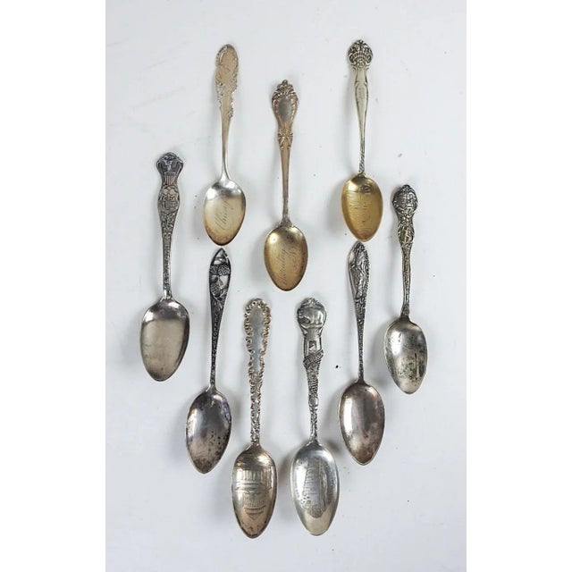 Antique Mismatched Novelty Sterling Silver Teaspoons - Set of 9 For Sale - Image 12 of 13