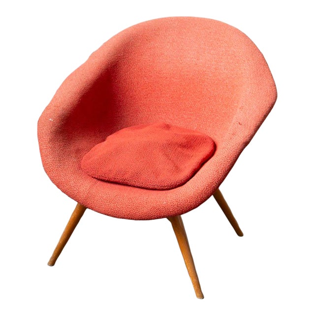1960s Miroslav Navratil Orange Upholstered Shell Chair For Sale