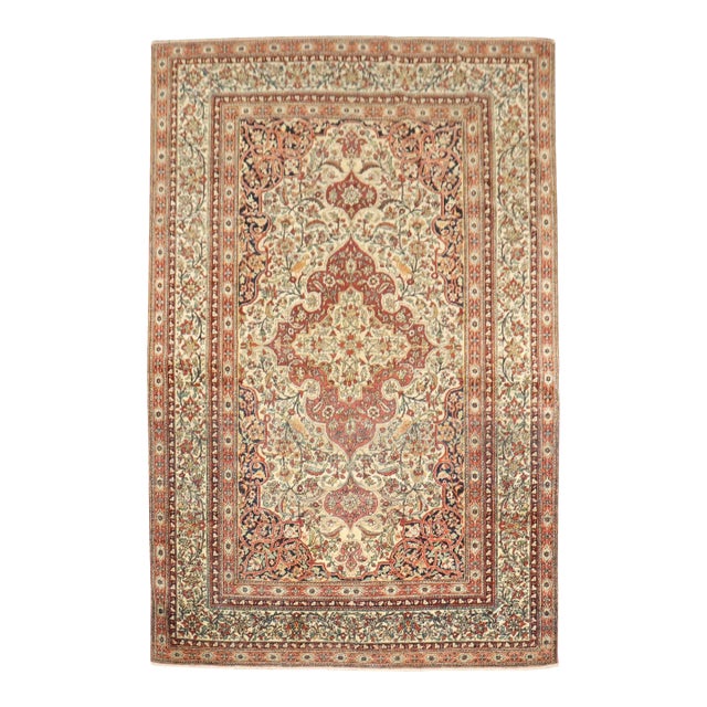 Antique Zabihi Collection Persian Pictorial Isfahan Rug - 4'7" x 6'7" For Sale