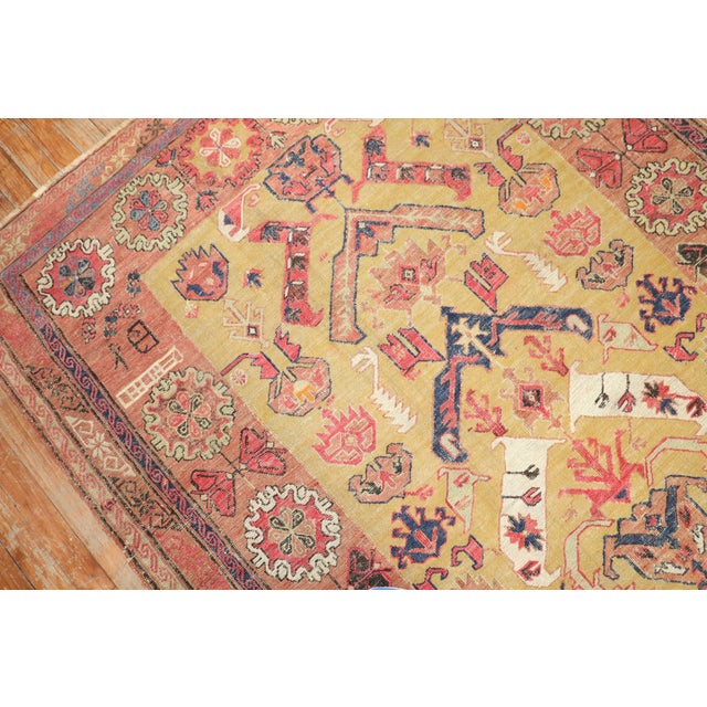Gold Zabihi Collection 19th Century Gold Persian Soumac Flatweave - 5'7" x 8'3" For Sale - Image 8 of 11