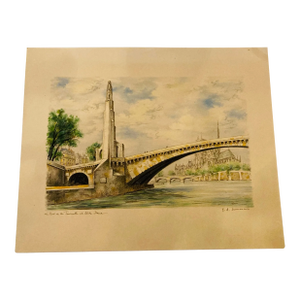 Antique Le Pont Neuf Et La Vert Galant Color Print on Paper