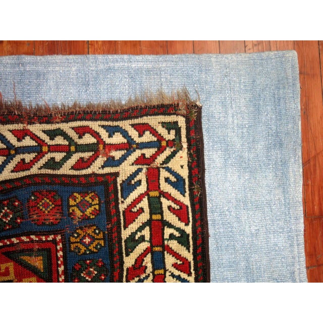 Late 20th Century Late 19th Century Caucasian Rug on Kilim - 4'4" x 5'8" For Sale - Image 5 of 6