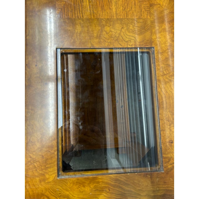 Vintage Mid 20th Century Ming Style Burl Wood Console Sofa Table With Glass Panels For Sale In Philadelphia - Image 6 of 11