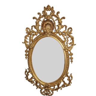 Louis XVI French Gilt Mirror Rococo Oval Pier Mirrors For Sale