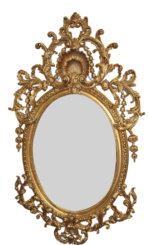 Louis XVI French Gilt Mirror Rococo Oval Pier Mirrors