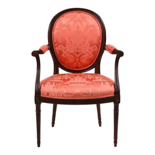 George III Mahogany Oval Back Carved Armchair For Sale